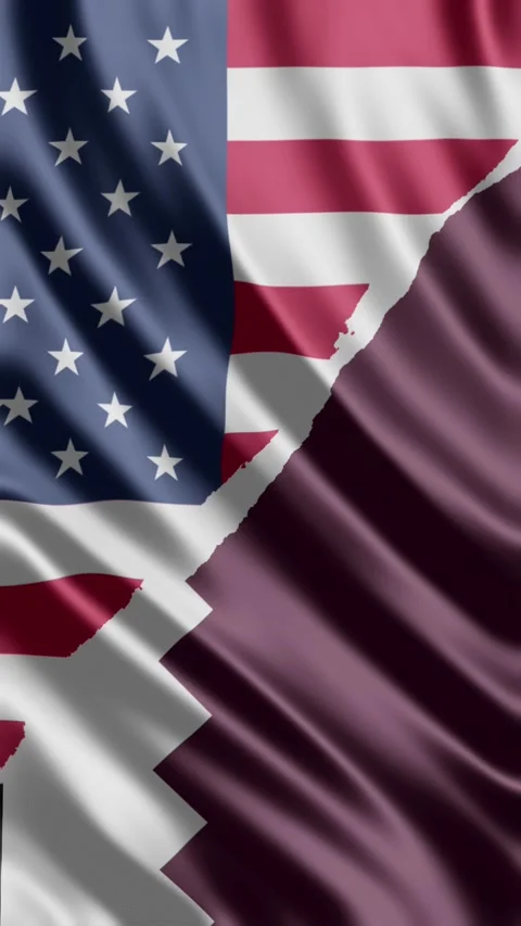 Qatar Flag VS USA Flag Stock Footage 323932341