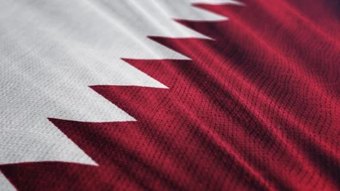 Qatar flag is waving 3D animation. Symbol of Qatar national on fabric Stock Footage 100988882