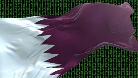 Qatar flag - Waving flag on matrix binary code background Stock Footage 321421708