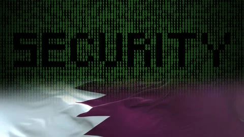 Qatar flag - Waving flag on matrix binary code background Stock Footage 321422497