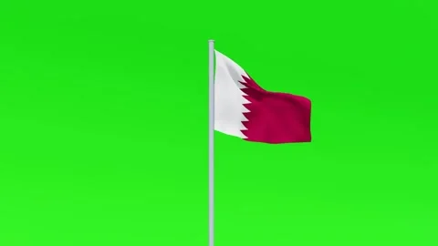 Qatar Flag Waving Green Screen Stock Footage 320076936