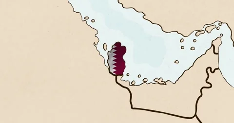 The qatar flag waving inside the country on a world map Stock Footage 339033354