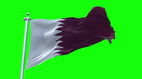 Qatar Flag Waving in Loopable and Textured green screen background Stock Footage 296876277