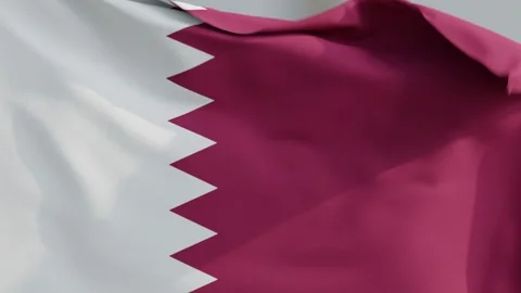 Qatar Flag Waving in the Wind as a 3d Animation Loop Stock Footage 331109760