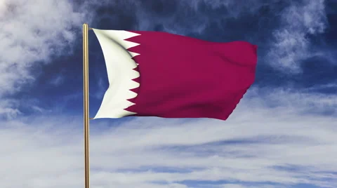 Qatar flag waving in the wind. Green screen, alpha matte. Loopable animation Stock Footage 48592066