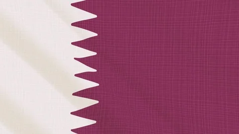 Qatar flag waving in the wind. Icon in the frame. Animation loop Stock Footage 83799063