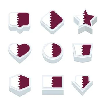 Qatar flags icons and button set nine styles Stock Illustration