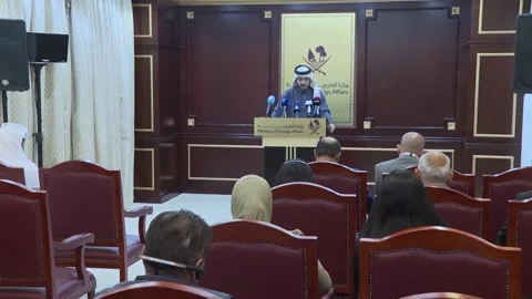 Qatar: Gaza ceasefire talks continue with no end date in sight: Qatari FM... Stock Footage 296279046