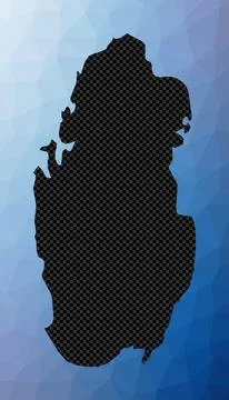 Qatar geometric map. Stencil shape of Qatar in low poly style. Authentic co.. Illustrazione stock