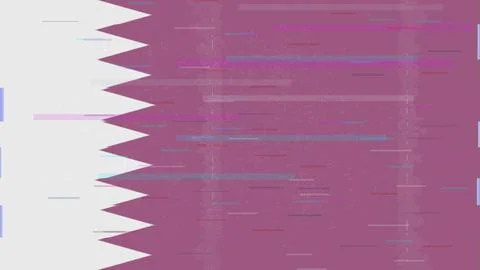 Qatar Glitch Flag Vector - RGB Split Digital Video Frame Design Stockillustratie