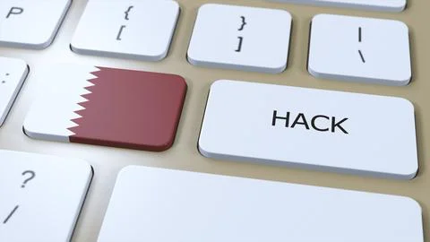 Qatar Hack of Country or Hacker Attack 3D Illustration. Country National Flag Stock Illustration