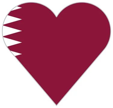 Qatar heart-shaped flag Stock Illustration