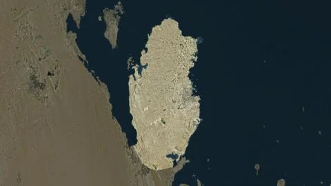 Qatar highlighted on a high resolution satellite map Stock Illustration