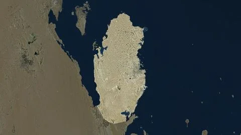 Qatar highlighted on a low resolution satellite map Stock Illustration