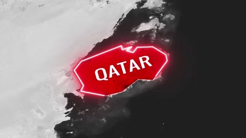 Qatar highlighted in red on satellite map footage animation Video stock 342496499