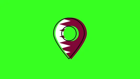 Qatar location icon with flag design on green Stock Footage 313089649