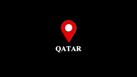 Qatar location map pin animation on black background, for travel and, busin.. Stock-Footage 333290978