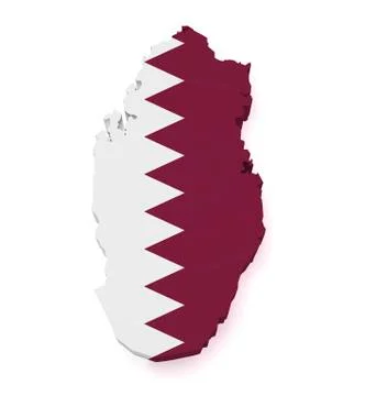 Qatar map 3d shape Stock Illustration
