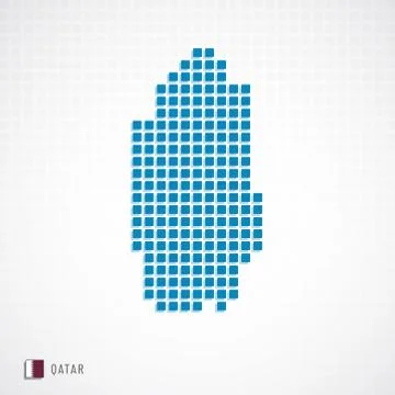 Qatar map and flag icon Illustrazione stock