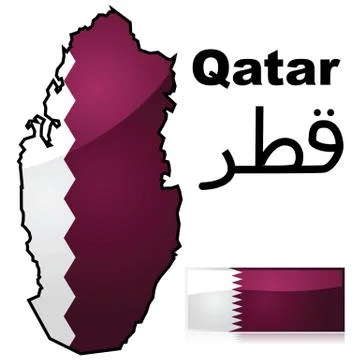 Qatar map and flag Stock Illustration