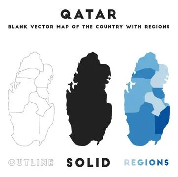 Qatar map. Borders of Qatar for your infographic. Vector country shape. Vec.. Ilustração Stock