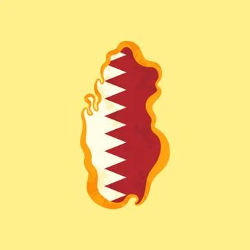Qatar - Map colored with Qatari flag Stock Illustration