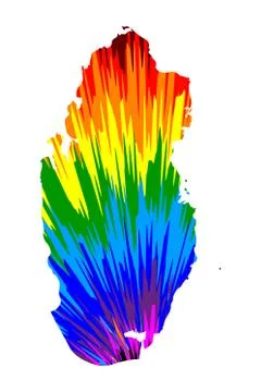 Qatar - map is designed rainbow abstract colorful pattern, State of Qatar map 스톡 일러스트