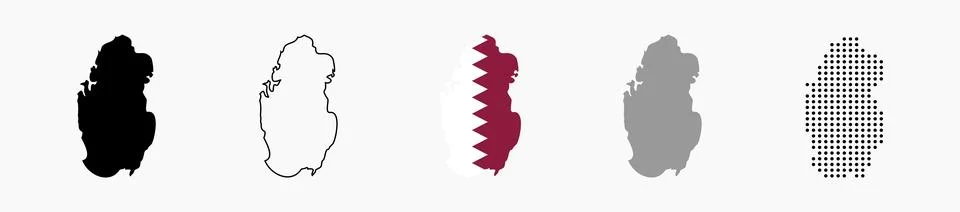 Qatar map with different variations Stockillustratie
