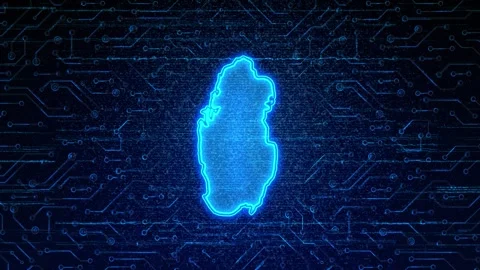 Qatar Map Digital Technology Opener Stock Footage 335081947