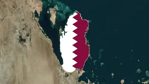Qatar map with flag animation, geography of qatar Stock Footage 309340644