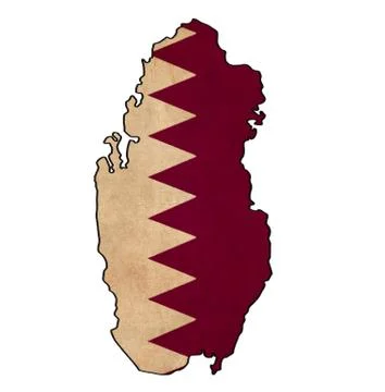 Qatar map on  flag drawing ,grunge and retro flag series Stock Illustration