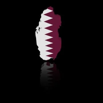 Qatar map flag with reflection illustration Stock Illustration