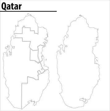 Qatar map illustration vector detailed Qatar map with all states Stock Illustration