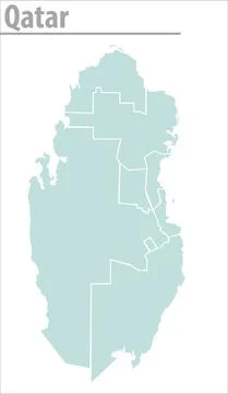 Qatar map illustration vector detailed Qatar map with all states Stock Illustration