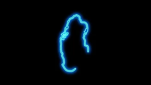 Qatar Map Outline Neon Lights Video stock 332850497