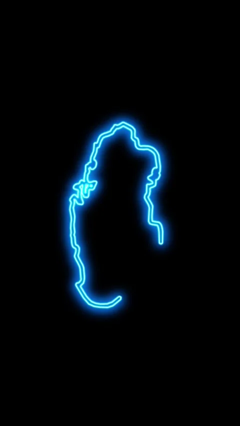 Qatar Map Outline Neon Lights 库存影片 333057214
