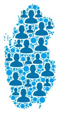 Qatar Map Population Demographics Stock Illustration