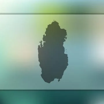 Qatar map. Vector silhouette of Qatar. Blurred background Stock Illustration