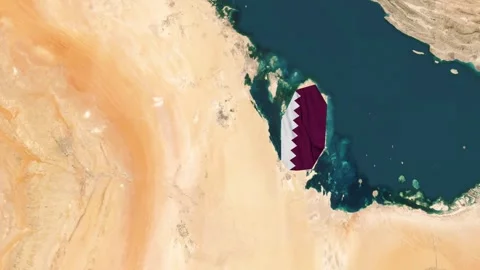 Qatar map with waving flag Stock Footage 294126165