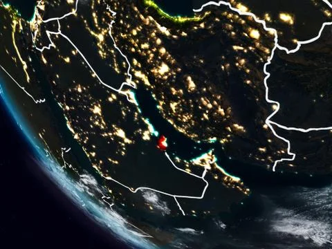 Qatar at night from space Stock Illustration