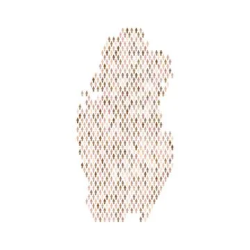 Qatar population infographic. Map made from stick figure people 스톡 일러스트
