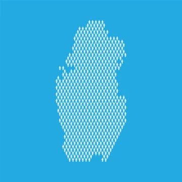 Qatar population. Statistic map made from stick figure people Stock Illustration