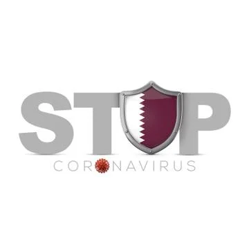 Qatar protective shield. Stop coronavius concept. 3D Render Stock Illustration