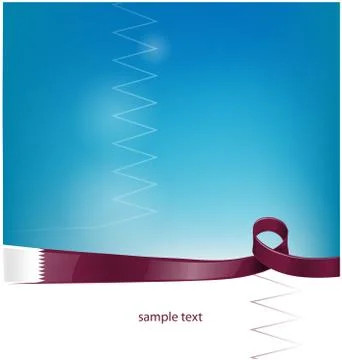 Qatar ribbon flag on background. Stockillustratie