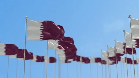 Qatar row flag Row Of Flags Animation Video stock 148783631