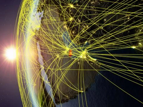 Qatar from space with network Stock Illustration