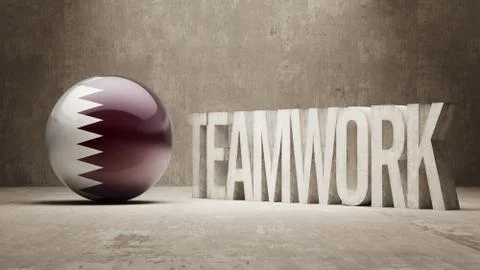 Qatar. Teamwork Concept. Stock Illustration
