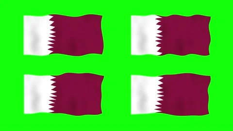 Qatar Waving Flag 2D Animation on Green Screen Background. Looping seamless.. Stock Footage 227310524