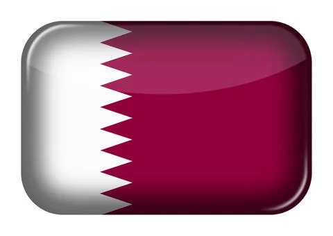 Qatar web icon rectangle button with clipping path 3d illustration Stock Illustration
