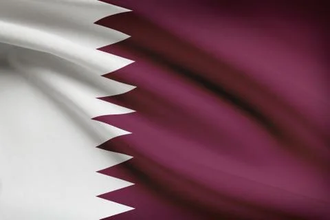 Qatari flag blowing in the wind. part of a series. Stock Illustration
